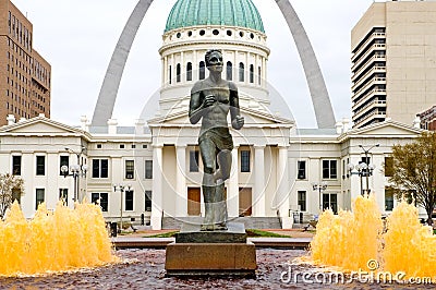Runner statue in St. Louis Stock Photo
