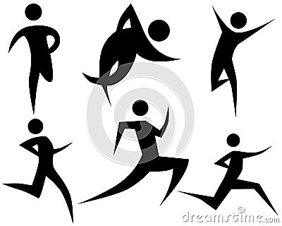 Runner Stick Figure Set Vector Illustration