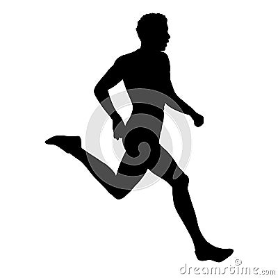 Runner, vector isolated silhouette. Profile Vector Illustration