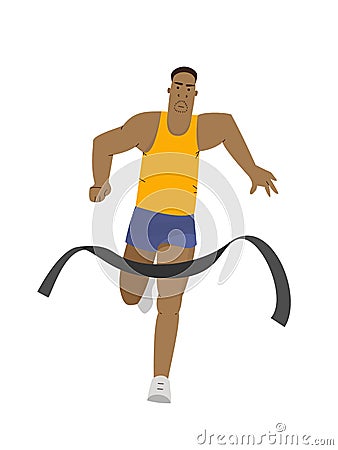 Runner winning a race marathon. Running sport vector illustration Vector Illustration