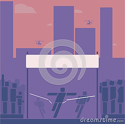 Runner winning a race. Pictogram / flat design style Vector Illustration