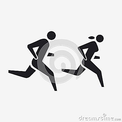 Runners, Men and Women Cartoon Illustration