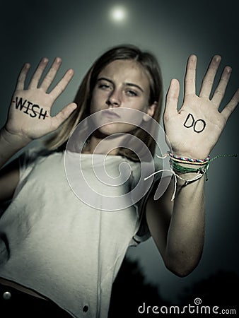 Runners Motivational Quote Written on Hands, Don`t Wish, DO! Stock Photo