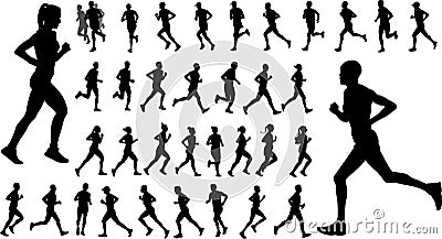 Runners silhouettes collection Vector Illustration