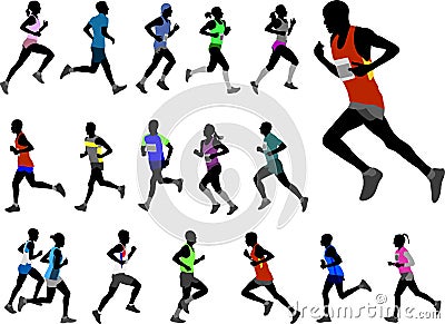 Runners silhouettes collection Vector Illustration