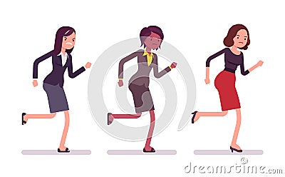 Runnig businesswomen in formal wear Vector Illustration