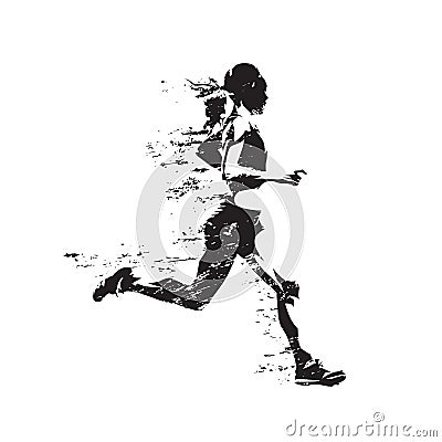 Running woman, abstract isolated vector silhouette Vector Illustration