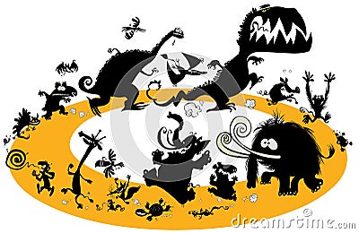 Running animal silhouettes in cycle. Vector Illustration