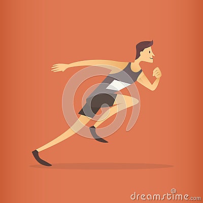 Running Athlete Sprinter Sport Competition Vector Illustration