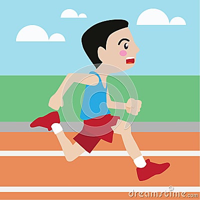 Running athletic sport vector cartoon Vector Illustration