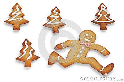 Running away,Gingerbread Man Stock Photo