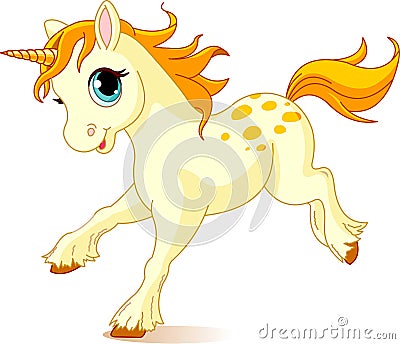 Running baby unicorn Vector Illustration