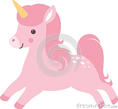 Running Baby Unicorn Vector Illustration