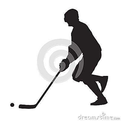 Running ball hockey player, summer hockey Vector Illustration