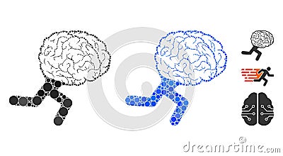 Running Brain Composition Icon of Round Dots Vector Illustration