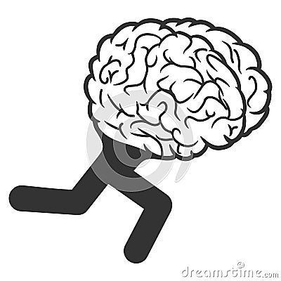 Running Brain Raster Icon Cartoon Illustration