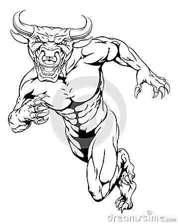 Running bull mascot Vector Illustration