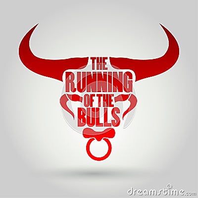 Running of the Bulls festival Vector Illustration