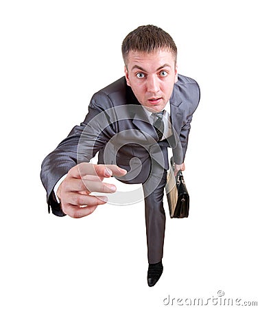 Running businessman with briefcase Stock Photo