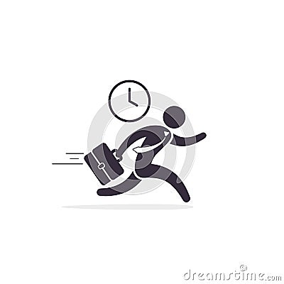 Running businessman Haste icon Vector. Time management concept. Illustration businessman hurrying Vector Illustration