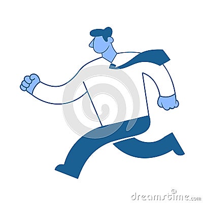 Running businessman. Hurrying the man in a business shirt. Character in flat style, vector illustration isolated on Vector Illustration