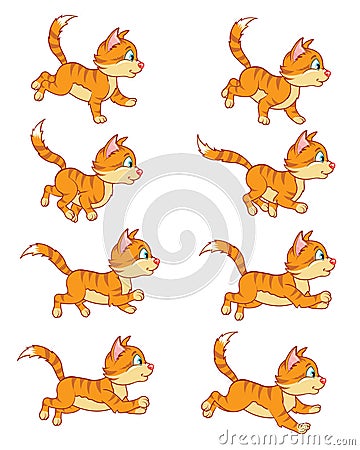 Running Cat Animation Sprite Stock Photo