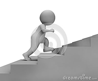 Running Character Means Mission Steps And Render 3d Rendering Stock Photo