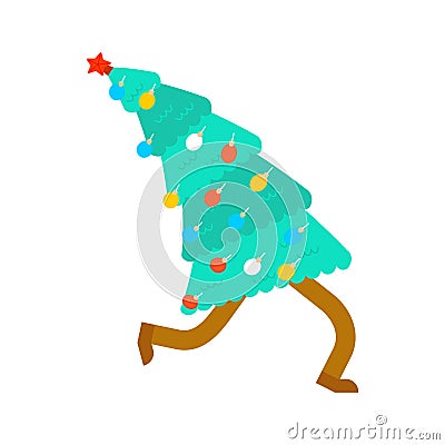Running Christmas tree isolated. Xmas and New Year Vector Illustration Vector Illustration