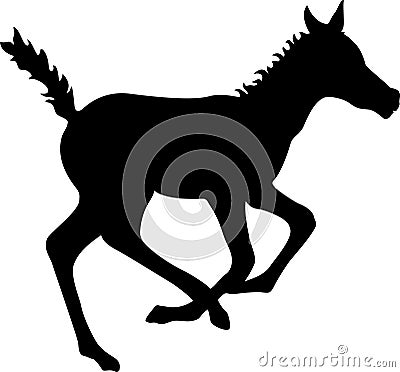 Running Colt Silhouette Stock Photo