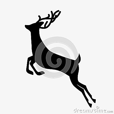 Running deer black silhouette Vector Illustration