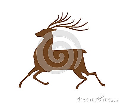 Running deer, icon or symbol. Reindeer, animal silhouette. Vector illustration Vector Illustration