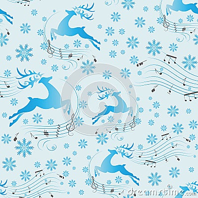 Running deer. Music of winter. Vector Illustration