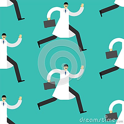 Running doctor pattern seamless. Doc runs to rescue background. vector texture Vector Illustration