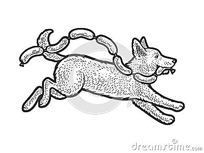 Running dog sausages sketch vector illustration Vector Illustration
