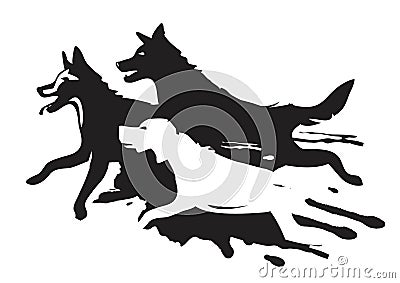 Running dogs Vector Illustration