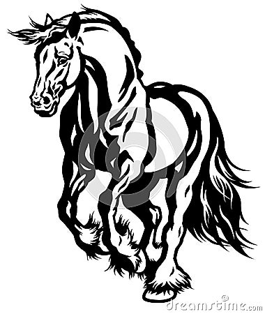 Running draft horse Vector Illustration