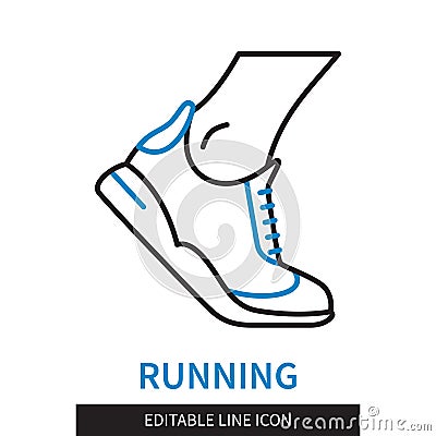 Running editable line icon Vector Illustration