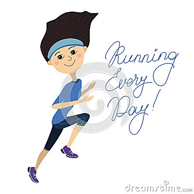 Running every day, girl Vector Illustration