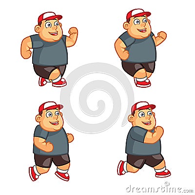 Running Fat Boy Animation Sprite Stock Photo