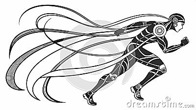 Running figure silhouette, dynamic runner, fitness and speed, motion art action pose vector design Generative AI Vector Illustration