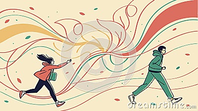 Running figures abstract, motion and energy in vector design dynamic art vector design Generative AI Vector Illustration