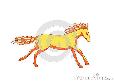 Running fire horse Vector Illustration