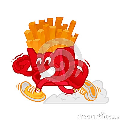 Running french fries Vector Illustration