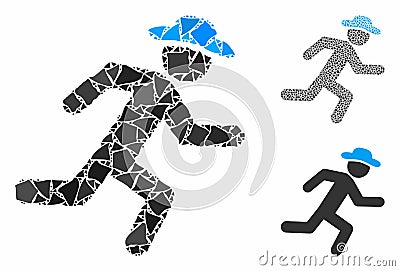 Running gentleman Composition Icon of Raggy Parts Stock Photo