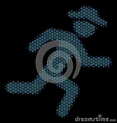 Running Gentleman Mosaic Icon of Halftone Spheres Vector Illustration