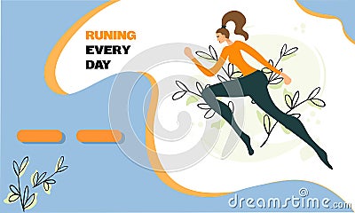 Running girl at the competition. The athlete strives for victory. The purposeful woman makes an intensified last spurt Vector Illustration