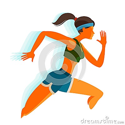 Running girl. Fitness, sport concept. Vector illustration Vector Illustration