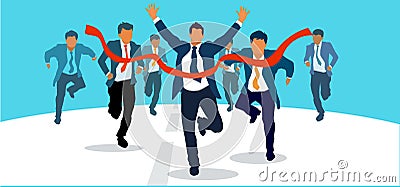 Running group of business people. Success of business. Competition Cartoon Illustration