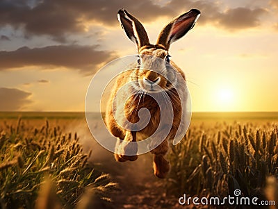 Running Hare Cartoon Illustration