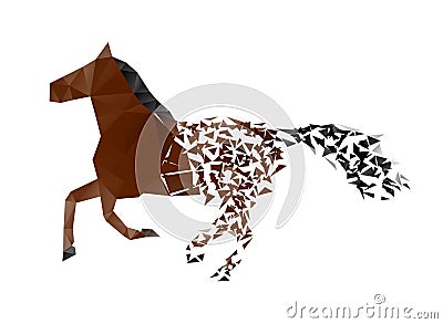 Running horse from the collapsing grounds Vector Illustration